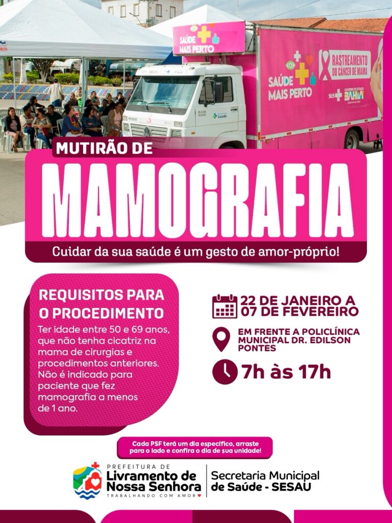 SESAU – Novo Mutirão de Mamografias acontecerá nos meses de janeiro e fevereiro em Livramento
