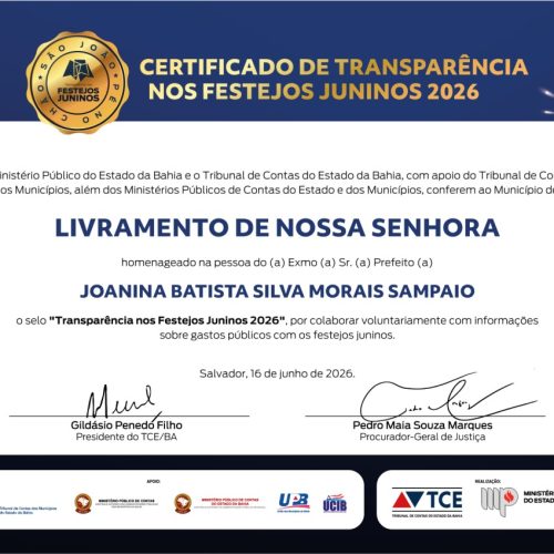 Município de Livramento é reconhecido por transparência nos gastos do São João