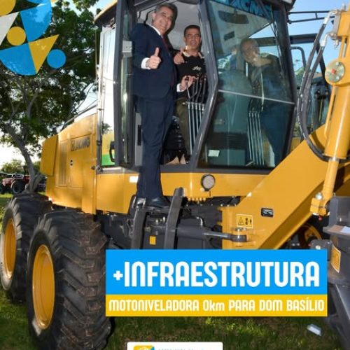 Dom Basílio – Frota Mecanizada da Prefeitura ganha nova motoniveladora para reforço de manutenção de estradas vicinais