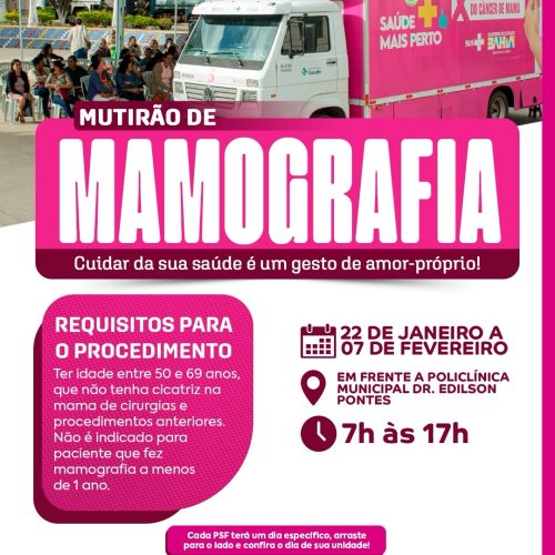 SESAU – Novo Mutirão de Mamografias acontecerá nos meses de janeiro e fevereiro em Livramento